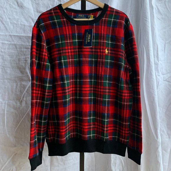 Polo by Ralph Lauren Shirts | Polo Ralph Lauren Tartan Plaid Fleece Lined Christmas Style Plaid Sweatshirt | Color: Green/Red | Size: XL | Wizfan's